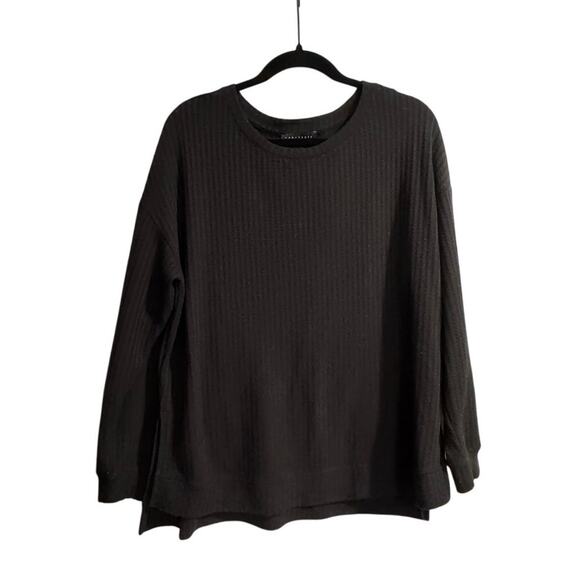 Sanctuary Black waffle side slit pullover sweater Women's size XS - Picture 1 of 4